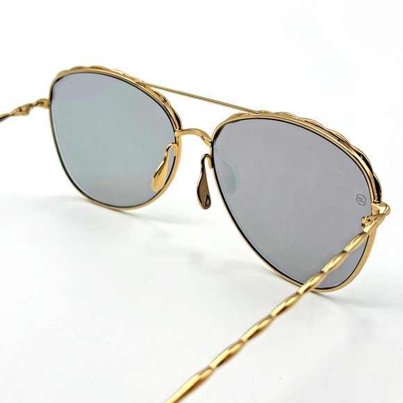 Elie Saab Sunglasses ES008 J5G JO Gold Aviator Frame Mirror Lens 59-14-140 New main image 12